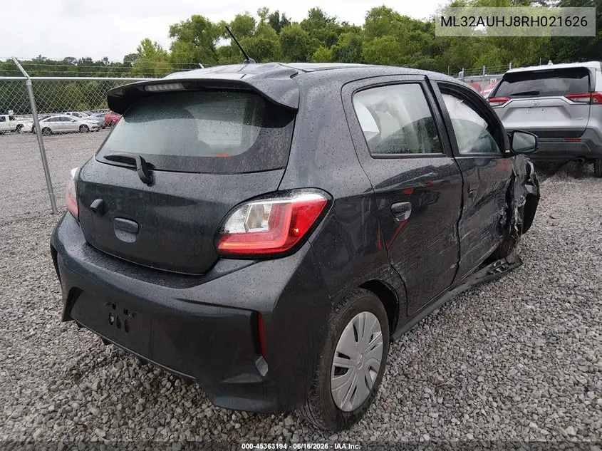 2024 Mitsubishi Mirage Es/Le VIN: ML32AUHJ8RH021626 Lot: 45363194