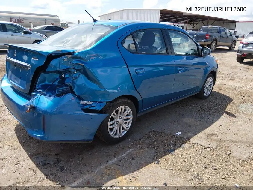 2024 Mitsubishi Mirage G4 Le VIN: ML32FUFJ3RHF12600 Lot: 45369239