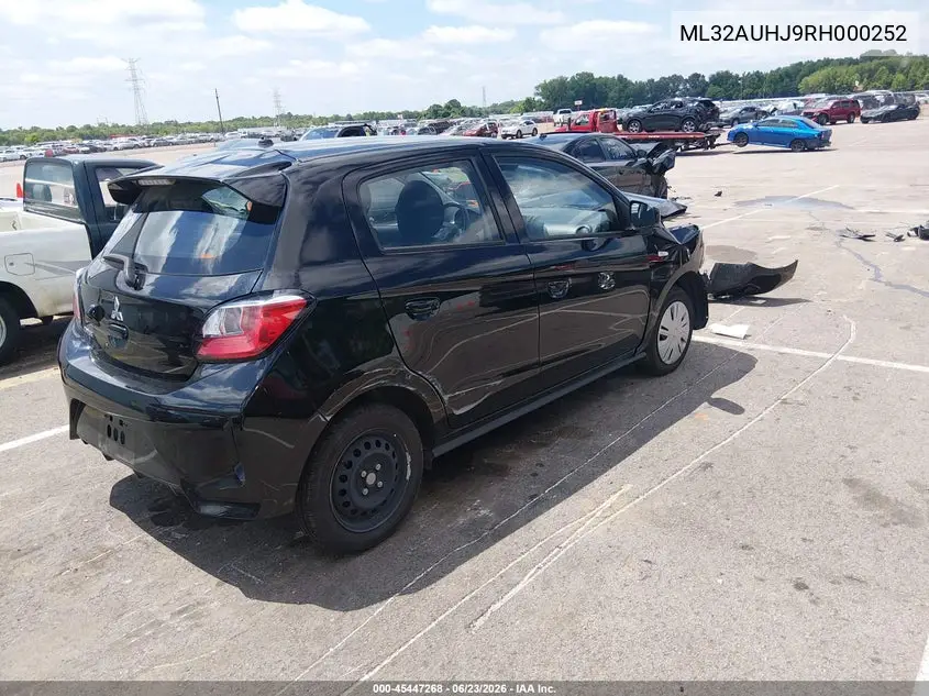 2024 Mitsubishi Mirage Es/Le VIN: ML32AUHJ9RH000252 Lot: 45447268