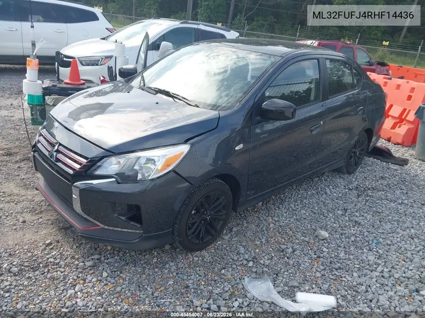 2024 Mitsubishi Mirage G4 Black Edition/Es/Le VIN: ML32FUFJ4RHF14436 Lot: 45454007