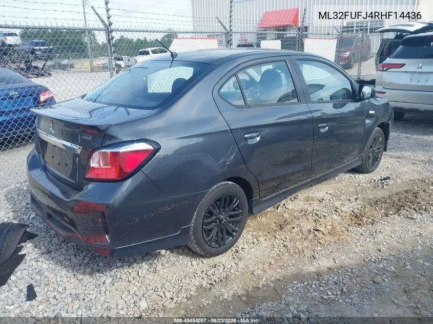 2024 Mitsubishi Mirage G4 Black Edition/Es/Le VIN: ML32FUFJ4RHF14436 Lot: 45454007
