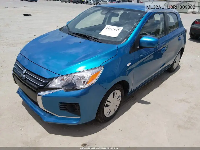 2024 Mitsubishi Mirage Es/Le VIN: ML32AUHJ0RH009082 Lot: 45511647