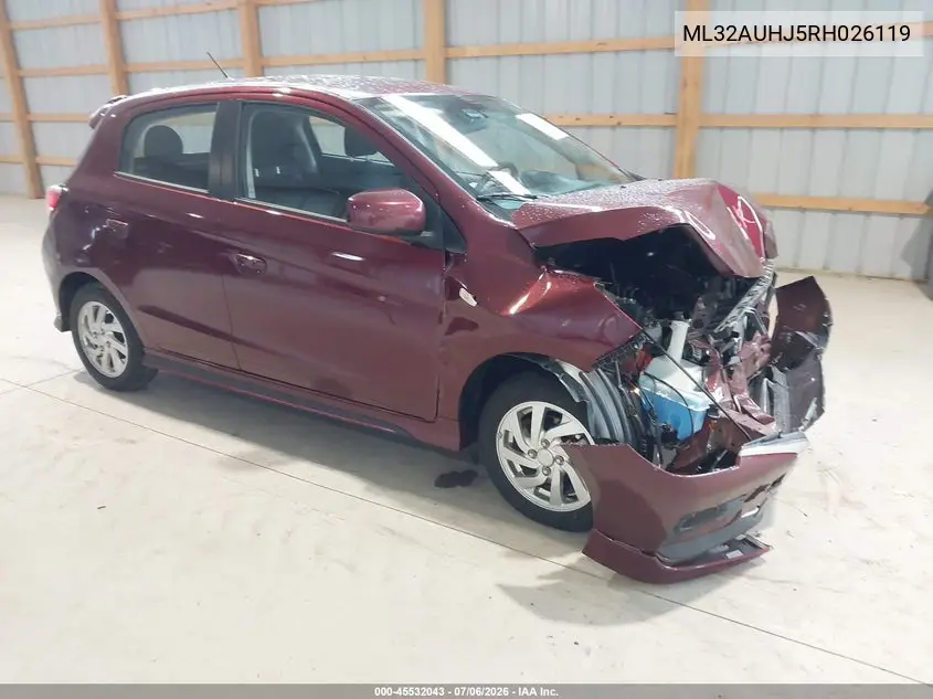 2024 Mitsubishi Mirage Le VIN: ML32AUHJ5RH026119 Lot: 45532043