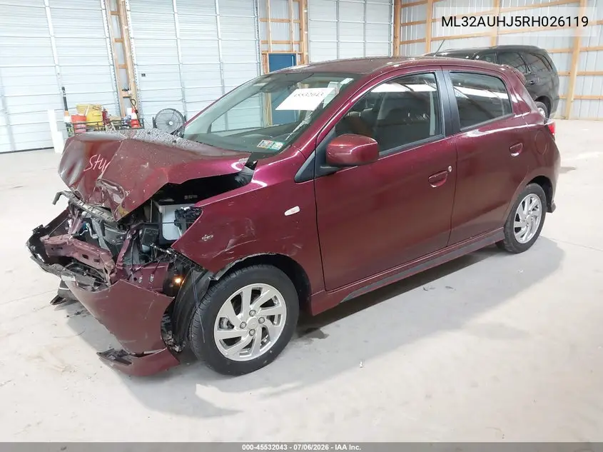 2024 Mitsubishi Mirage Le VIN: ML32AUHJ5RH026119 Lot: 45532043