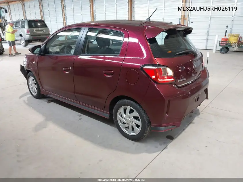 2024 Mitsubishi Mirage Le VIN: ML32AUHJ5RH026119 Lot: 45532043
