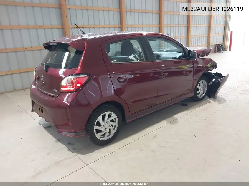 2024 Mitsubishi Mirage Le VIN: ML32AUHJ5RH026119 Lot: 45532043