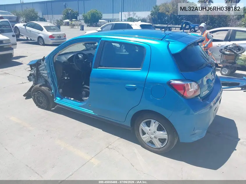 2024 Mitsubishi Mirage Es VIN: ML32AUHJ6RH038182 Lot: 45555466