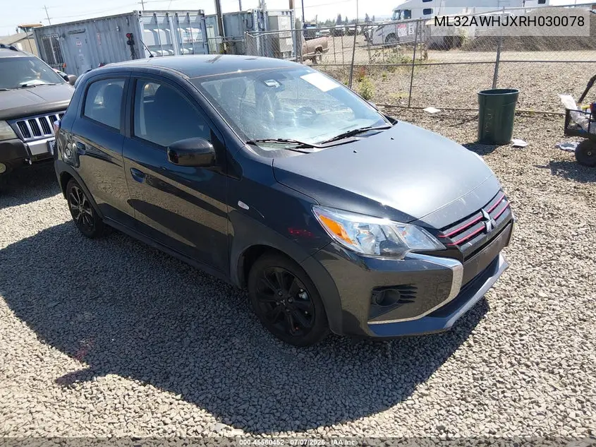 2024 Mitsubishi Mirage Black Edition VIN: ML32AWHJXRH030078 Lot: 45560452