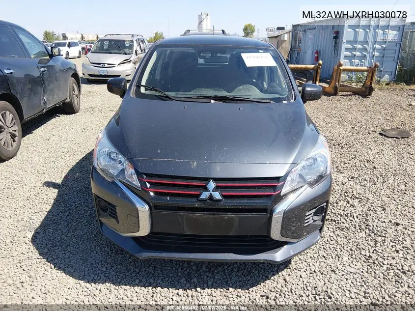 2024 Mitsubishi Mirage Black Edition VIN: ML32AWHJXRH030078 Lot: 45560452