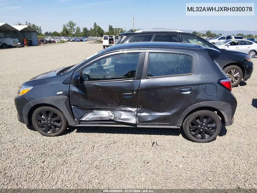 2024 Mitsubishi Mirage Black Edition VIN: ML32AWHJXRH030078 Lot: 45560452