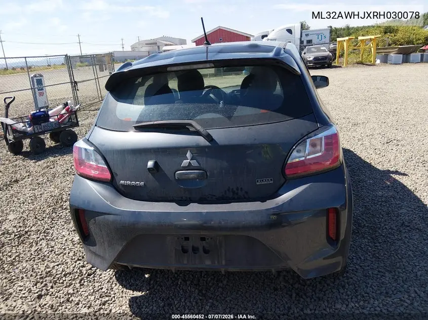 2024 Mitsubishi Mirage Black Edition VIN: ML32AWHJXRH030078 Lot: 45560452