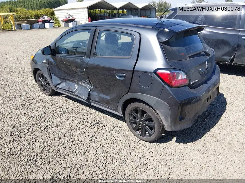 2024 Mitsubishi Mirage Black Edition VIN: ML32AWHJXRH030078 Lot: 45560452