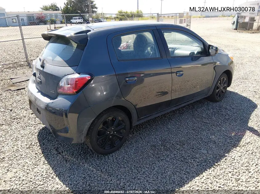 2024 Mitsubishi Mirage Black Edition VIN: ML32AWHJXRH030078 Lot: 45560452