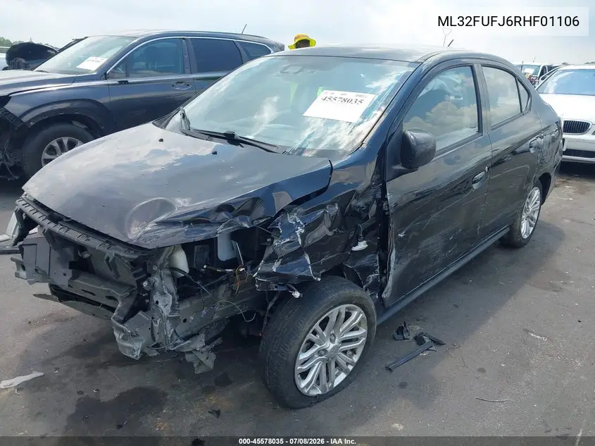 2024 Mitsubishi Mirage G4 Le VIN: ML32FUFJ6RHF01106 Lot: 45578035