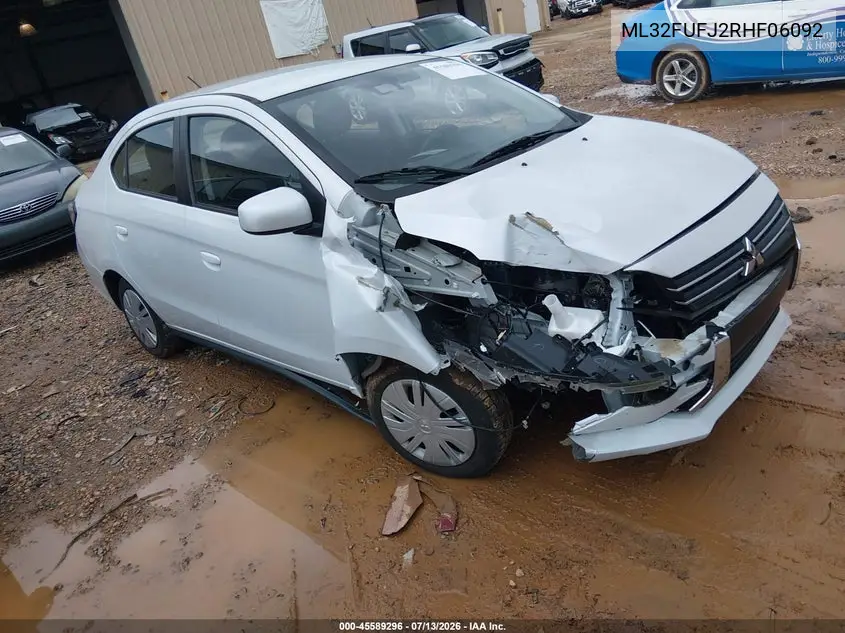 2024 Mitsubishi Mirage G4 Es VIN: ML32FUFJ2RHF06092 Lot: 45589296