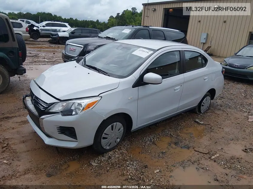 2024 Mitsubishi Mirage G4 Es VIN: ML32FUFJ2RHF06092 Lot: 45589296