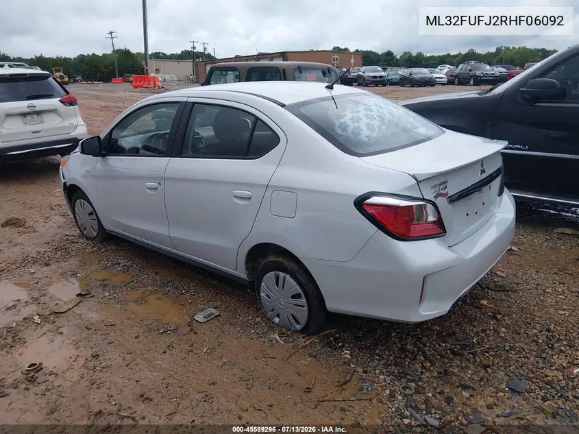 2024 Mitsubishi Mirage G4 Es VIN: ML32FUFJ2RHF06092 Lot: 45589296