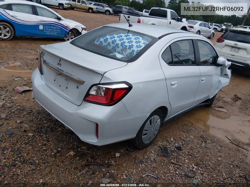 2024 Mitsubishi Mirage G4 Es VIN: ML32FUFJ2RHF06092 Lot: 45589296