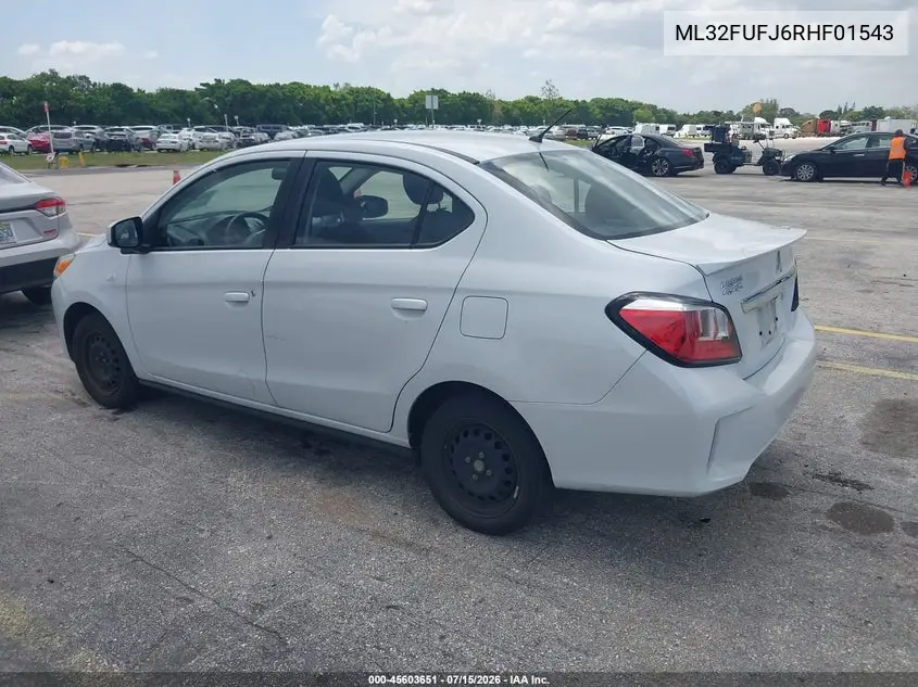 2024 Mitsubishi Mirage G4 Es VIN: ML32FUFJ6RHF01543 Lot: 45603651