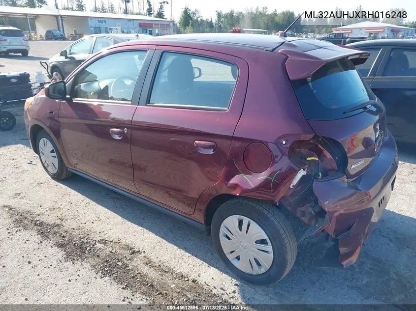2024 Mitsubishi Mirage Es/Le VIN: ML32AUHJXRH016248 Lot: 45612596
