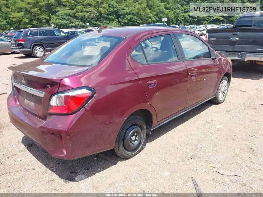 2024 Mitsubishi Mirage G4 Se VIN: ML32FVFJ1RHF18739 Lot: 45614681