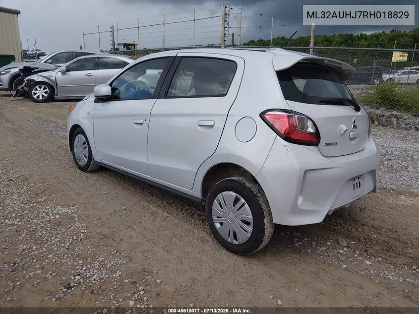 2024 Mitsubishi Mirage Es/Le VIN: ML32AUHJ7RH018829 Lot: 45615077
