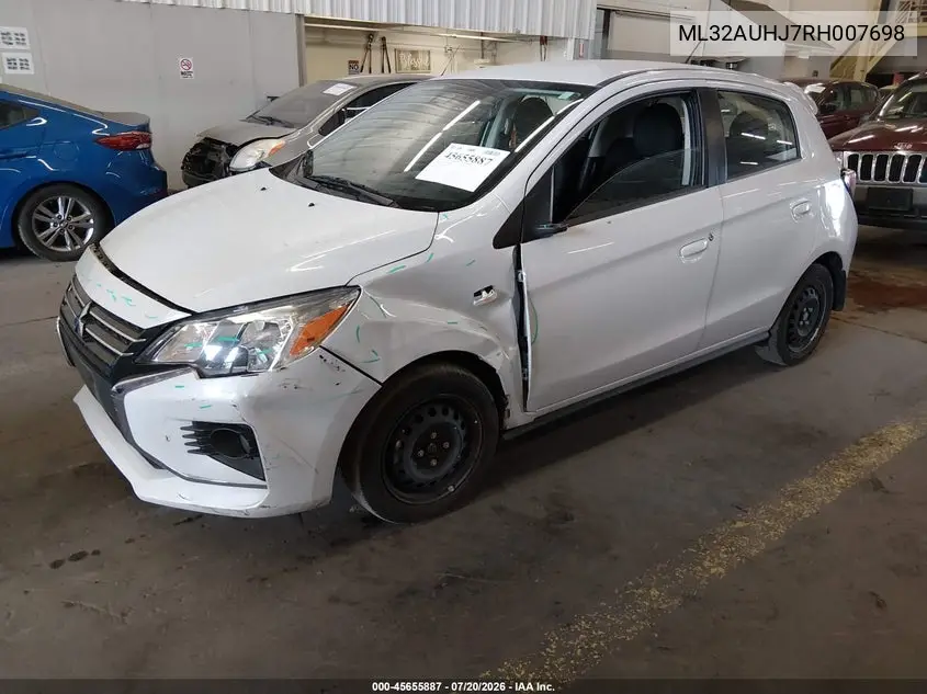 2024 Mitsubishi Mirage Es VIN: ML32AUHJ7RH007698 Lot: 45655887