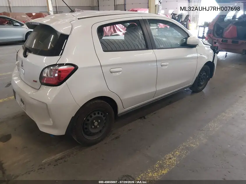 2024 Mitsubishi Mirage Es VIN: ML32AUHJ7RH007698 Lot: 45655887