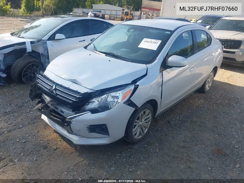 2024 Mitsubishi Mirage G4 Le VIN: ML32FUFJ7RHF07660 Lot: 45659302