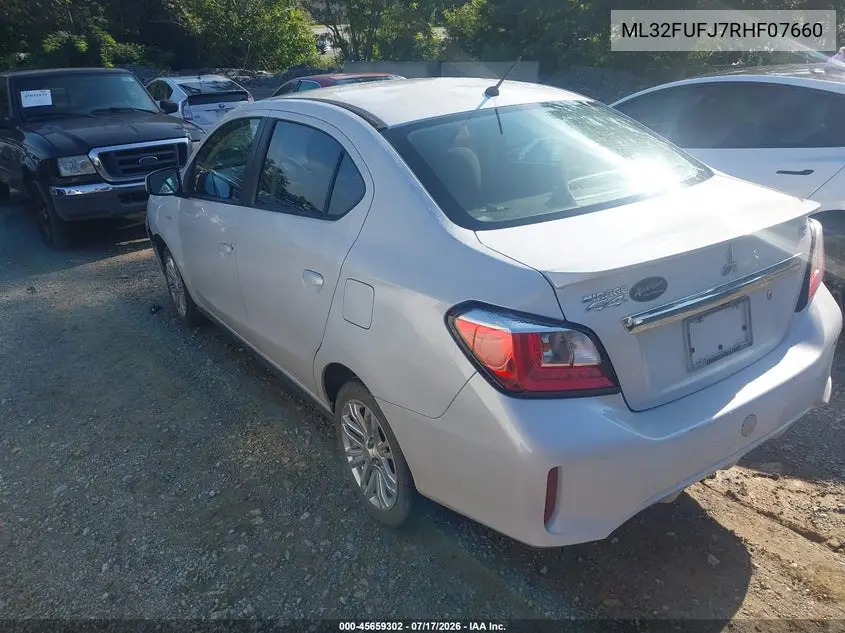 2024 Mitsubishi Mirage G4 Le VIN: ML32FUFJ7RHF07660 Lot: 45659302