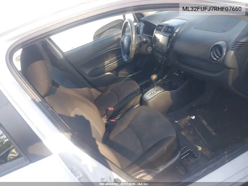 2024 Mitsubishi Mirage G4 Le VIN: ML32FUFJ7RHF07660 Lot: 45659302