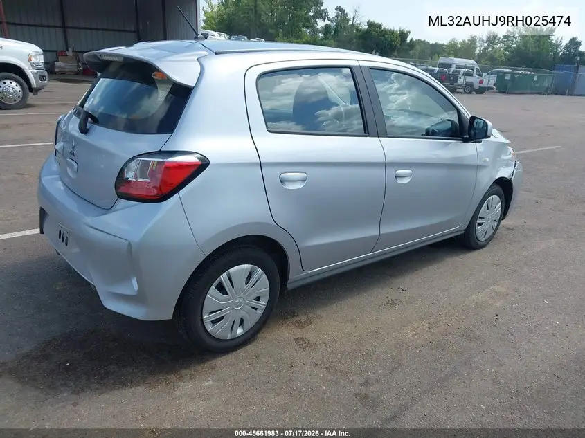 2024 Mitsubishi Mirage Es/Le VIN: ML32AUHJ9RH025474 Lot: 45661983