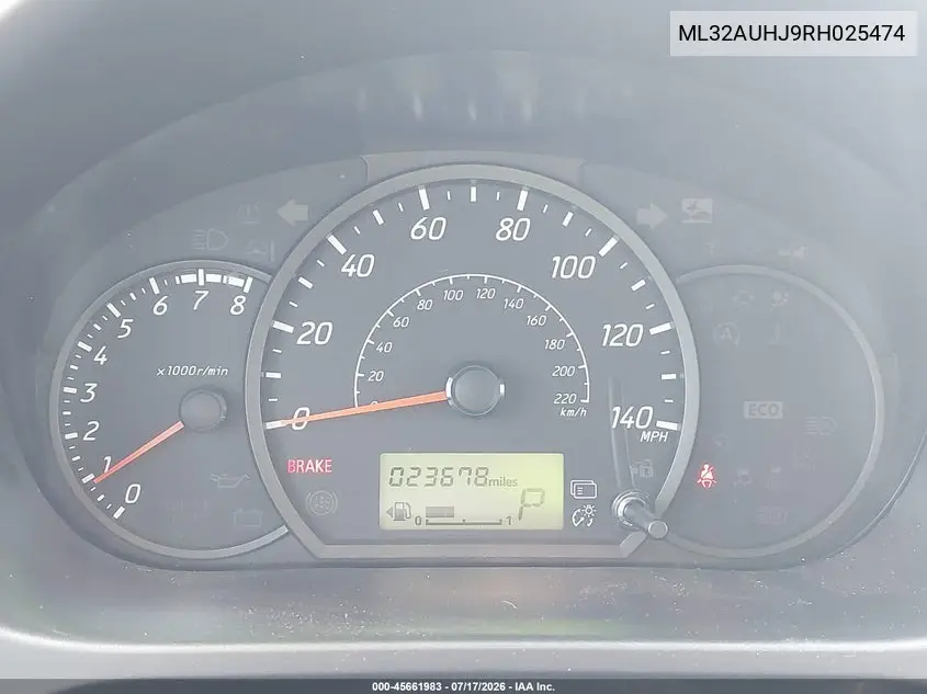 2024 Mitsubishi Mirage Es/Le VIN: ML32AUHJ9RH025474 Lot: 45661983