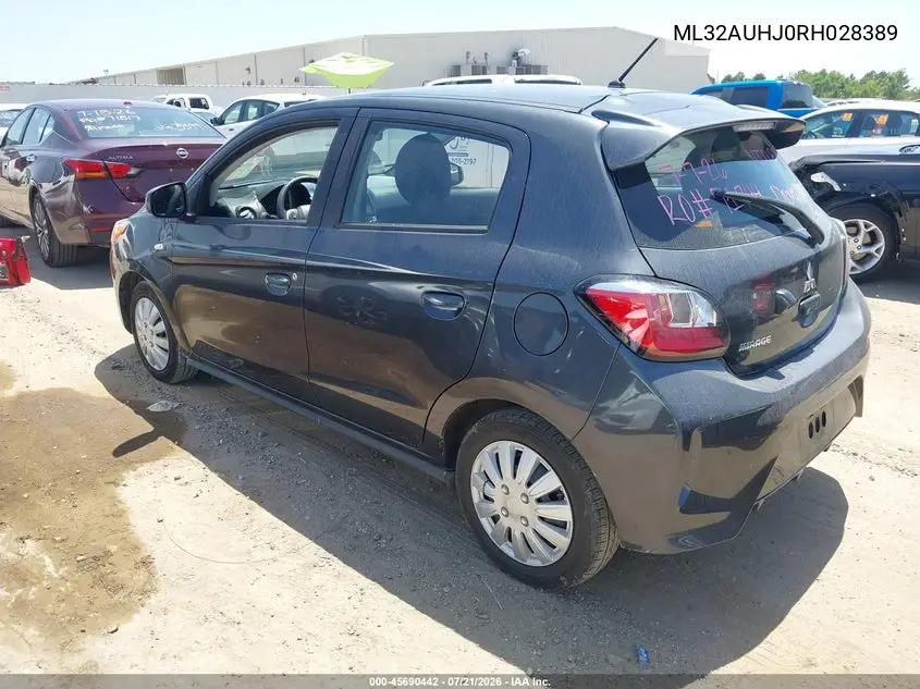 2024 Mitsubishi Mirage Es/Le VIN: ML32AUHJ0RH028389 Lot: 45690442