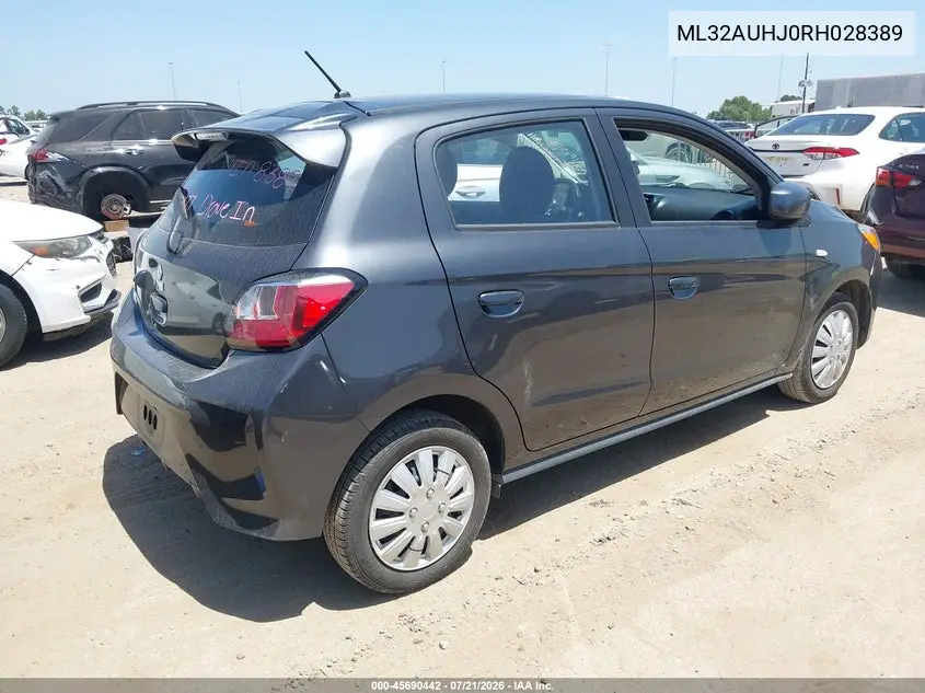 2024 Mitsubishi Mirage Es/Le VIN: ML32AUHJ0RH028389 Lot: 45690442