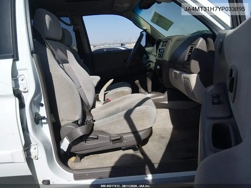 2000 Mitsubishi Montero Sport Ls/Xls VIN: JA4MT31H7YP033895 Lot: 45317413