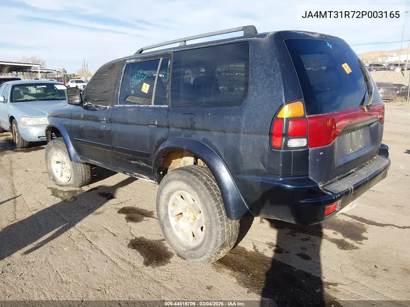 2002 Mitsubishi Montero Sport Xls VIN: JA4MT31R72P003165 Lot: 44516709