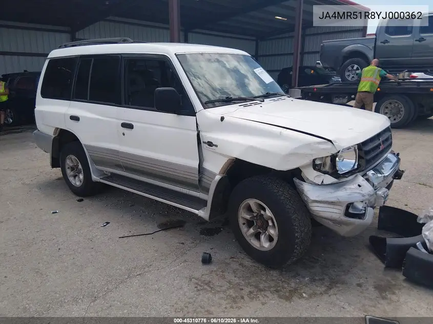 2000 Mitsubishi Montero VIN: JA4MR51R8YJ000362 Lot: 45310776