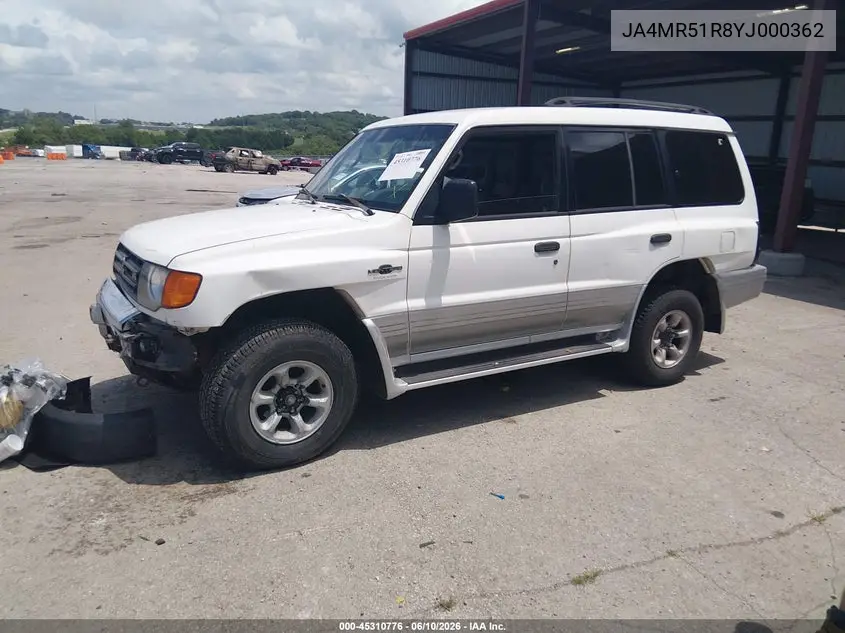 2000 Mitsubishi Montero VIN: JA4MR51R8YJ000362 Lot: 45310776