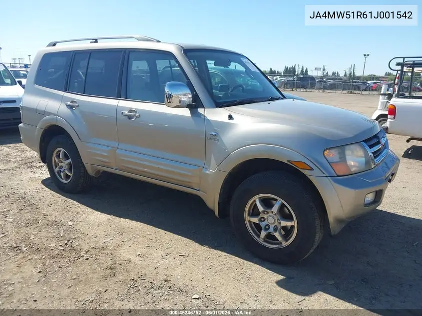 2001 Mitsubishi Montero Limited VIN: JA4MW51R61J001542 Lot: 45246752