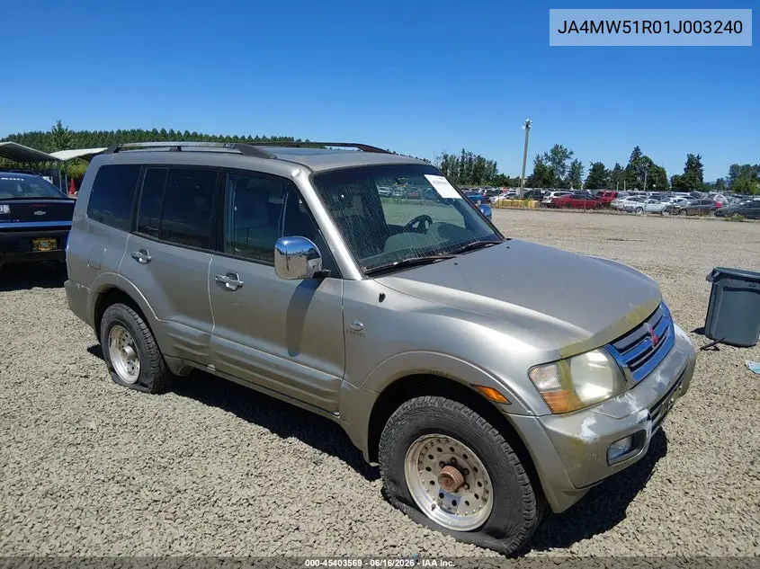 2001 Mitsubishi Montero Limited VIN: JA4MW51R01J003240 Lot: 45403569