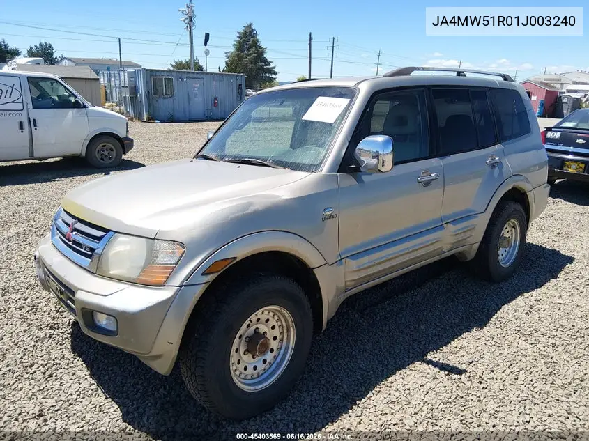 2001 Mitsubishi Montero Limited VIN: JA4MW51R01J003240 Lot: 45403569