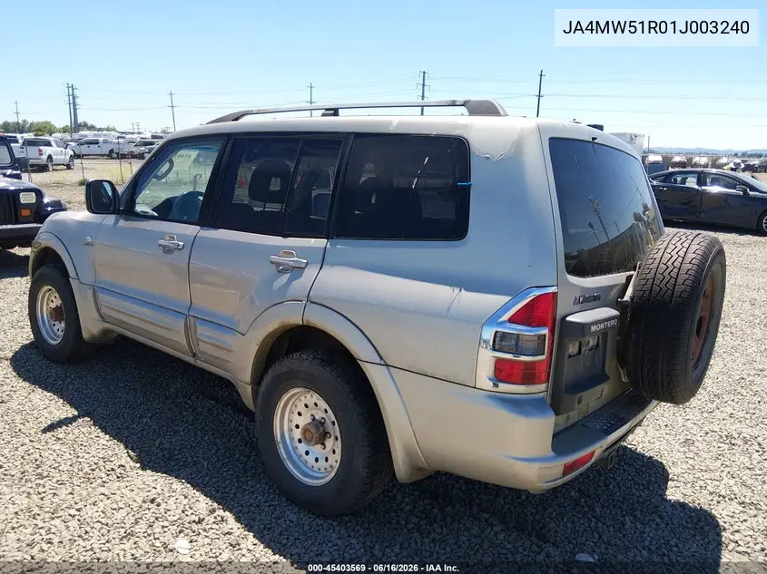 2001 Mitsubishi Montero Limited VIN: JA4MW51R01J003240 Lot: 45403569