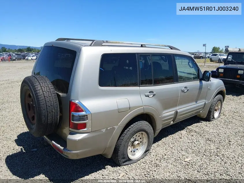 2001 Mitsubishi Montero Limited VIN: JA4MW51R01J003240 Lot: 45403569