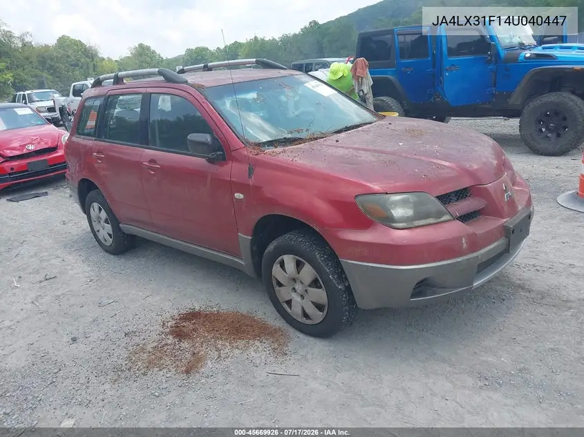 2004 Mitsubishi Outlander Ls VIN: JA4LX31F14U040447 Lot: 45669926