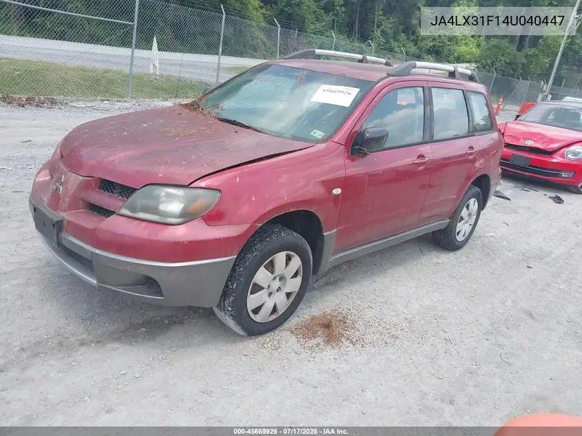 2004 Mitsubishi Outlander Ls VIN: JA4LX31F14U040447 Lot: 45669926