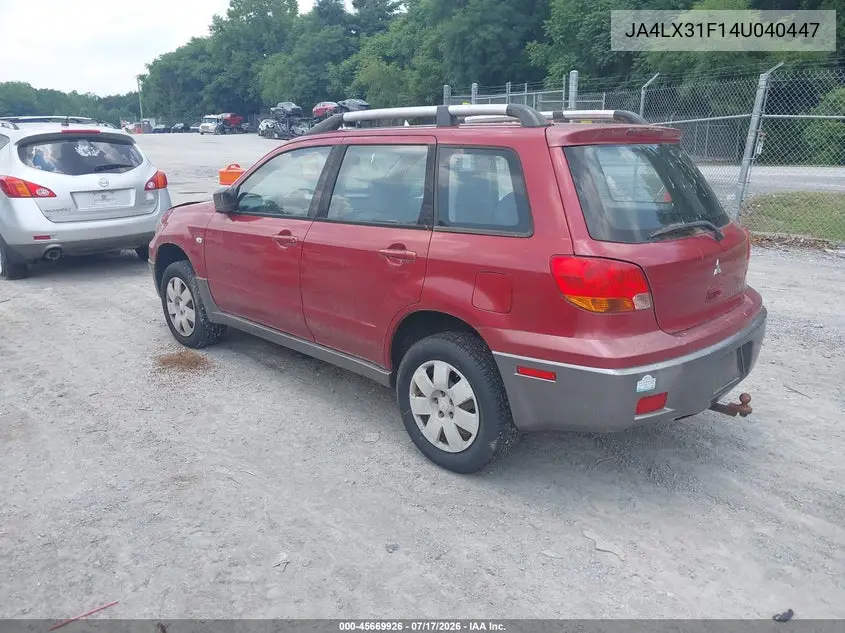 2004 Mitsubishi Outlander Ls VIN: JA4LX31F14U040447 Lot: 45669926