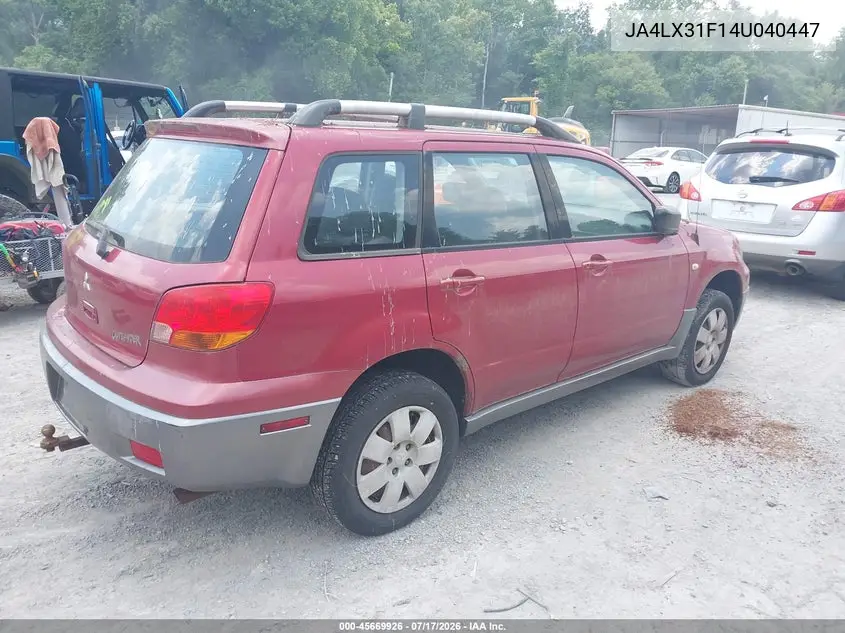 2004 Mitsubishi Outlander Ls VIN: JA4LX31F14U040447 Lot: 45669926