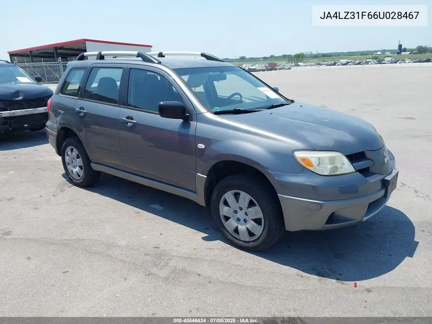 2006 Mitsubishi Outlander Ls VIN: JA4LZ31F66U028467 Lot: 45546434