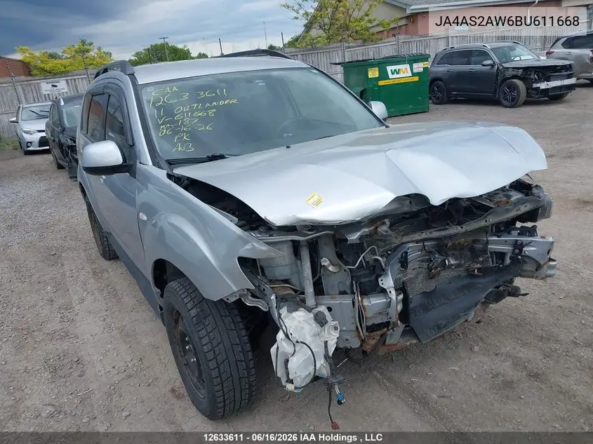 2011 Mitsubishi Outlander Es VIN: JA4AS2AW6BU611668 Lot: 12633611